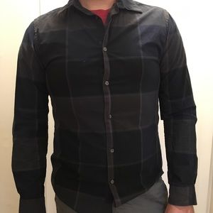 Slim fit Gap Plaid dress shirt, black and grey
